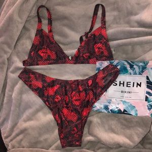 Shein Red Snakeskin Bikini